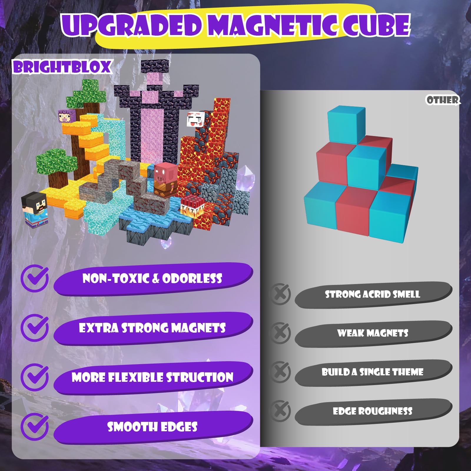 120-Piece Magnetic Building Blocks for Kids 3+ - BrightBlox STEM Toy Set with 8 Magnets per Block