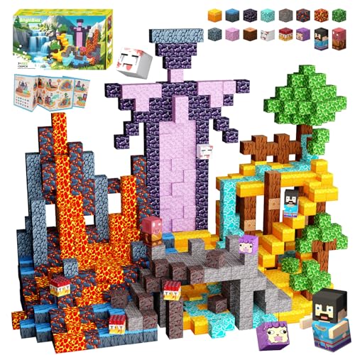 120-Piece Magnetic Building Blocks for Kids 3+ - BrightBlox STEM Toy Set with 8 Magnets per Block