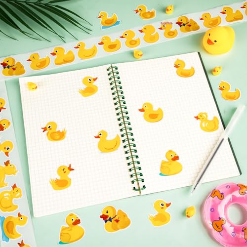 1200 Cute Rubber Duck Stickers – 2 Rolls, 16 Designs, Non-Toxic Paper Decals for Birthdays, Scrapbooking, and Classroom Rewards