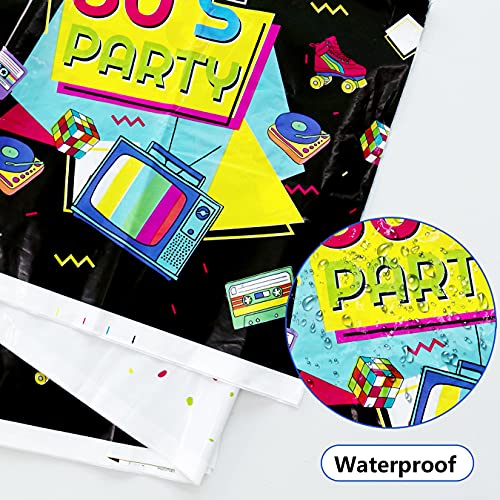 122 Pcs 80s Retro Party Supplies Set - Disposable Plates, Napkins & Tablecloths for 40 Guests