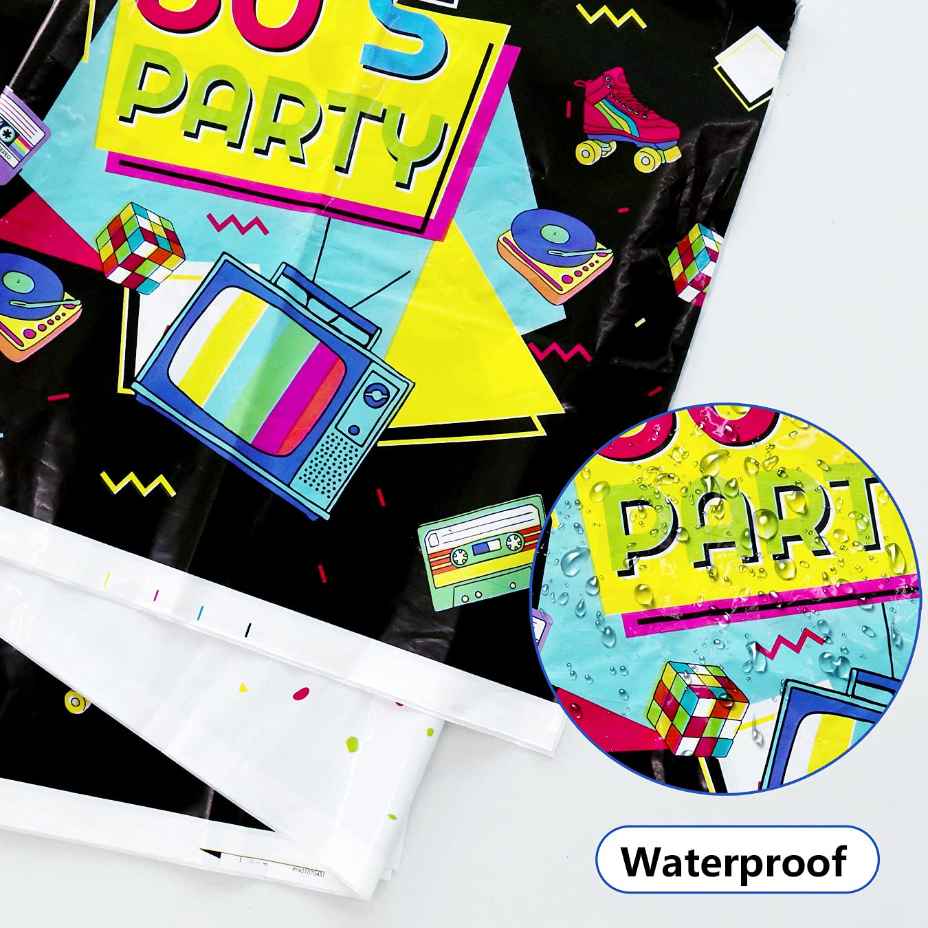 122 Pcs 80s Retro Party Supplies Set - Disposable Plates, Napkins & Tablecloths for 40 Guests