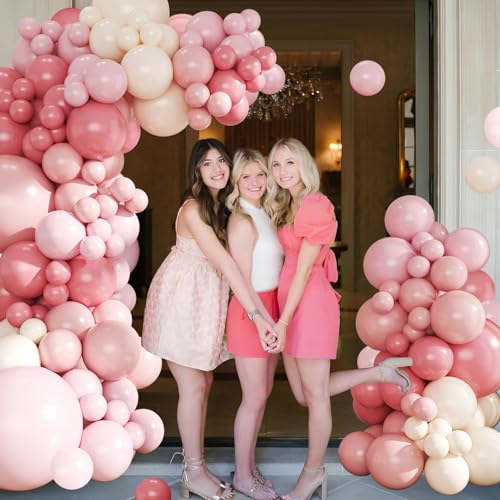 124-Piece Dusty Pink Balloon Arch Kit - Pink & White Balloon Garland for Baby Shower, Bridal Shower, Wedding, Birthday