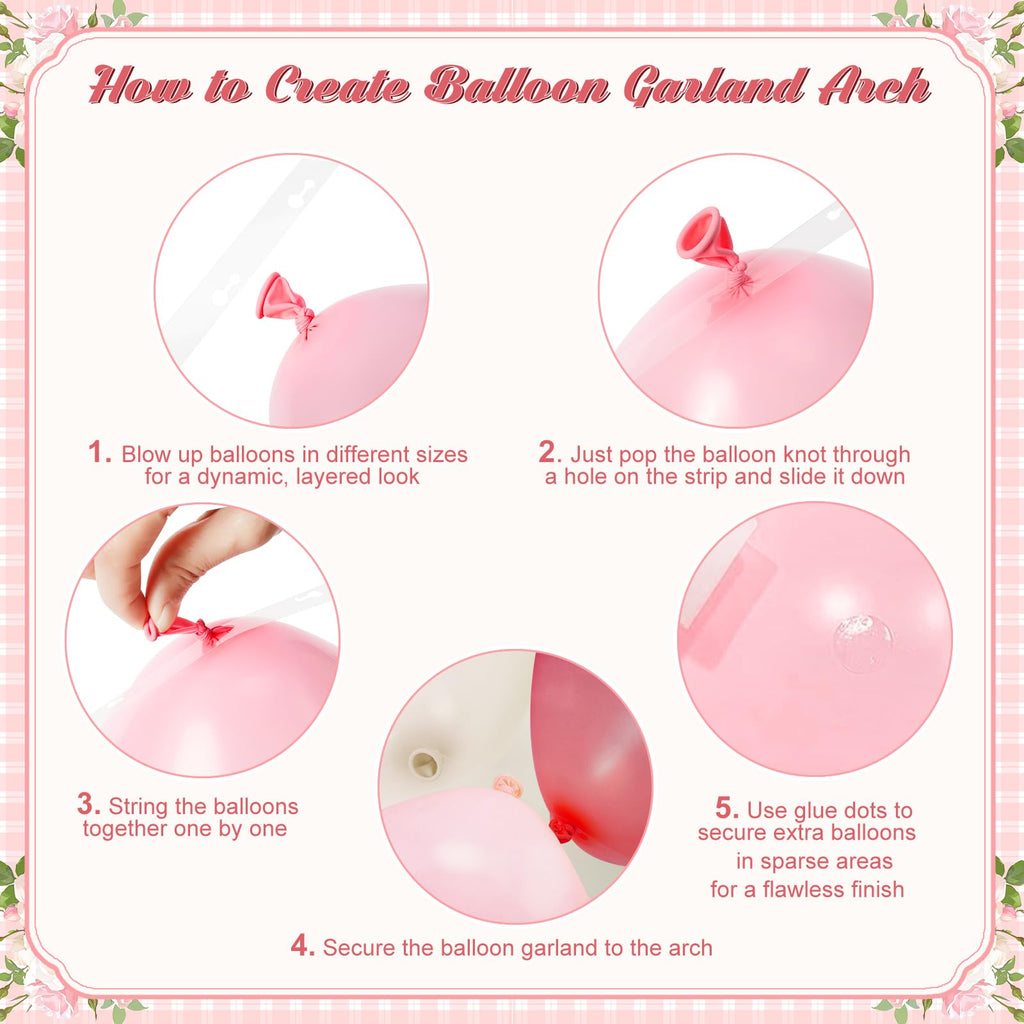 124-Piece Dusty Pink Balloon Arch Kit - Pink & White Balloon Garland for Baby Shower, Bridal Shower, Wedding, Birthday