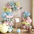 124-Piece Pastel Balloon Arch Kit – Macaron Pink, Blue, Yellow from CROSSFINGERS