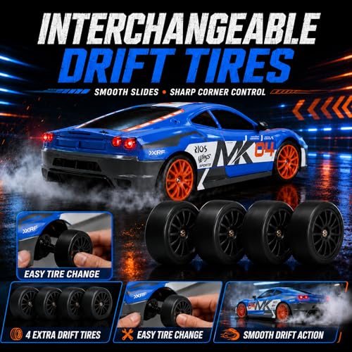 1/24 RC Drift Car 4WD 2.4GHz Remote Control Car with LED Lights and Drift Tires - Liberty Imports (Style 7)