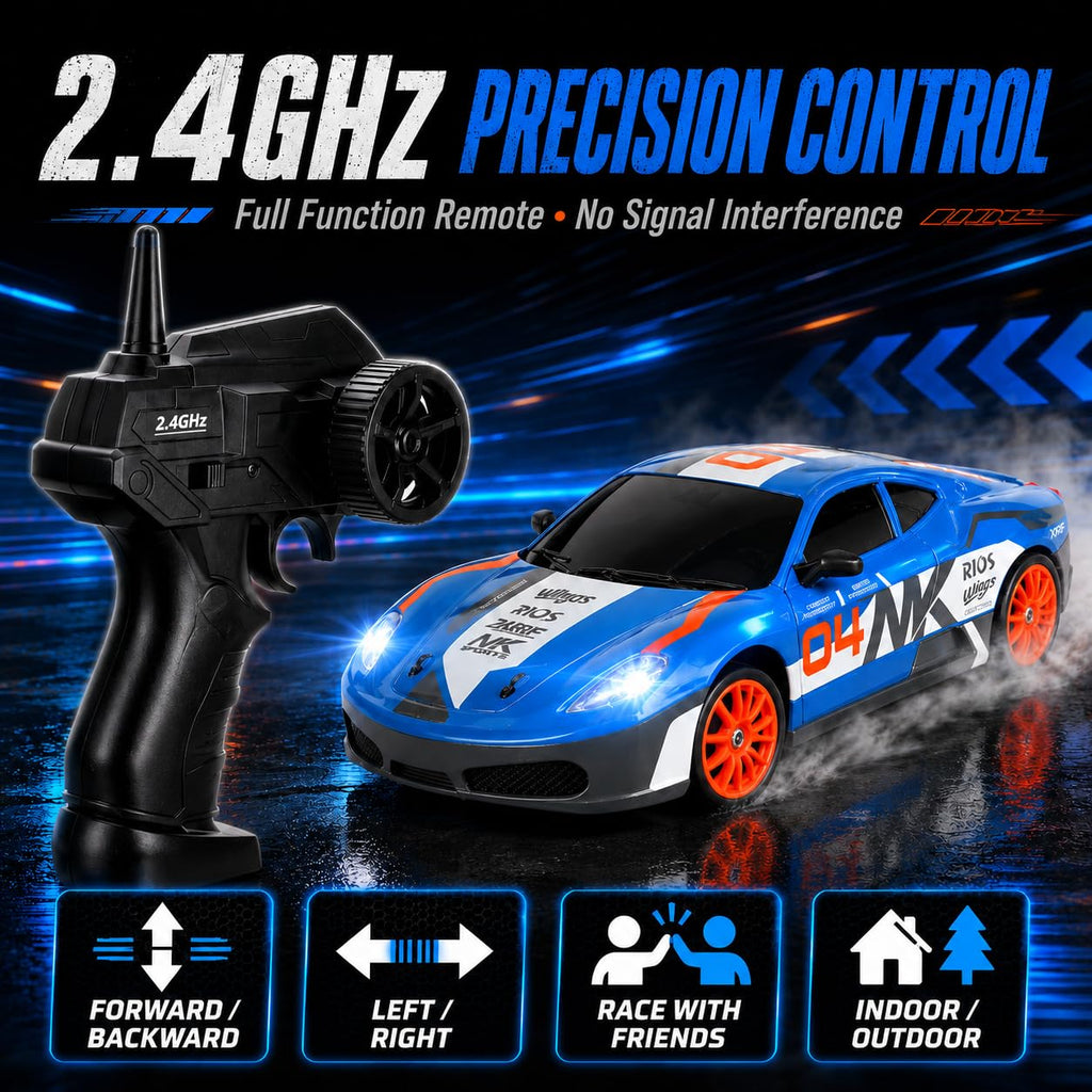 1/24 RC Drift Car 4WD 2.4GHz Remote Control Car with LED Lights and Drift Tires - Liberty Imports (Style 7)