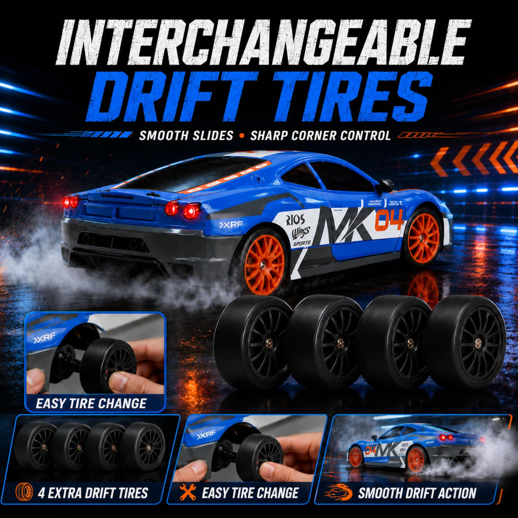 1/24 RC Drift Car 4WD 2.4GHz Remote Control Car with LED Lights and Drift Tires - Liberty Imports (Style 7)