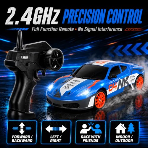 1/24 RC Drift Car 4WD 2.4GHz Remote Control Car with LED Lights and Drift Tires - Liberty Imports (Style 7)