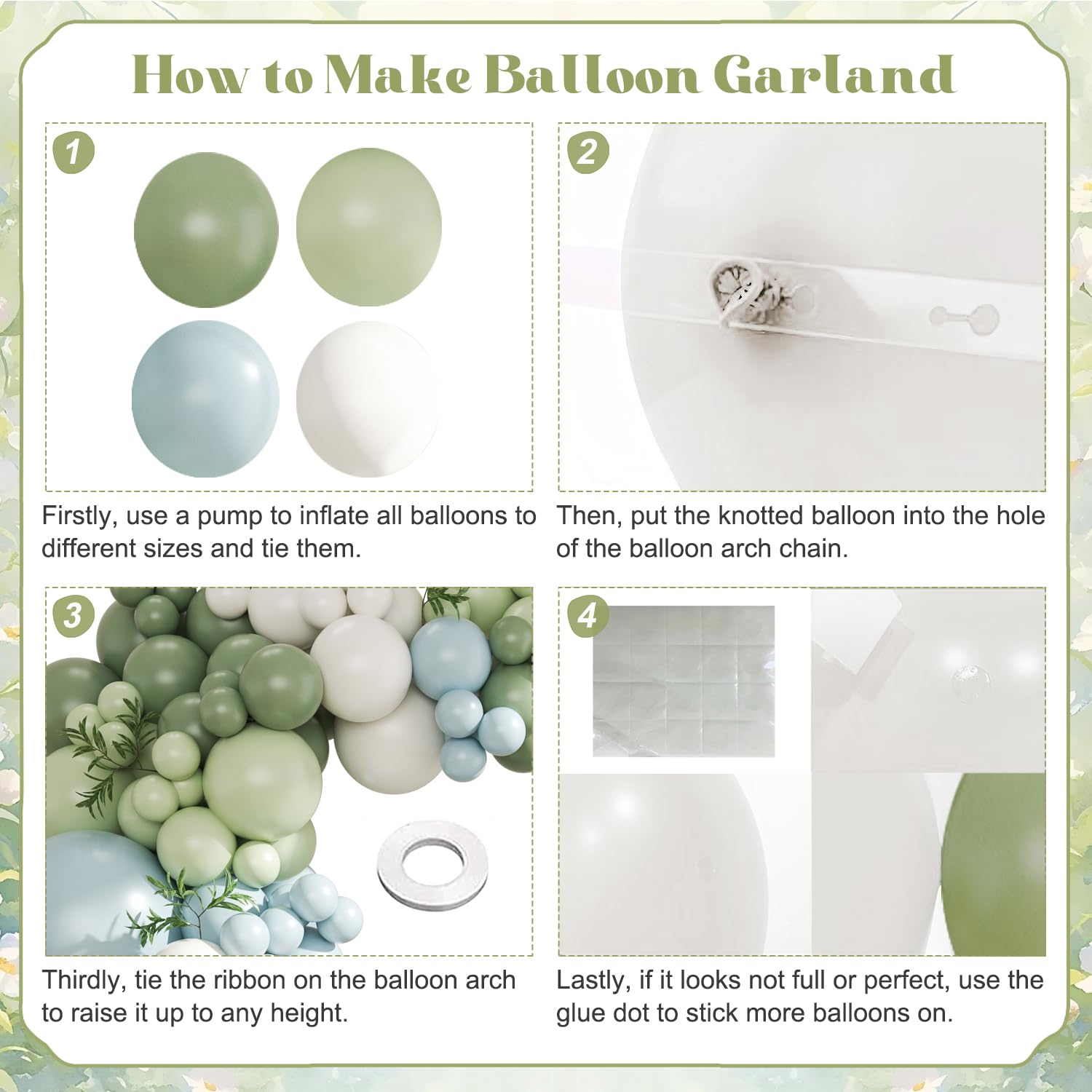 124Pc Sage Green & Macaron Blue Balloon Arch Kit – Pastel Decor for Gender Reveal, Birthday, Baby Shower & Wedding