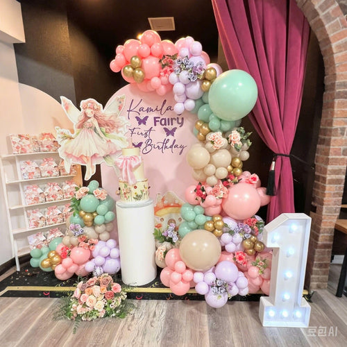 125Pcs Sage Green Purple Pink Balloon Garland Arch Kit for Baby Shower Birthday Party Decoration