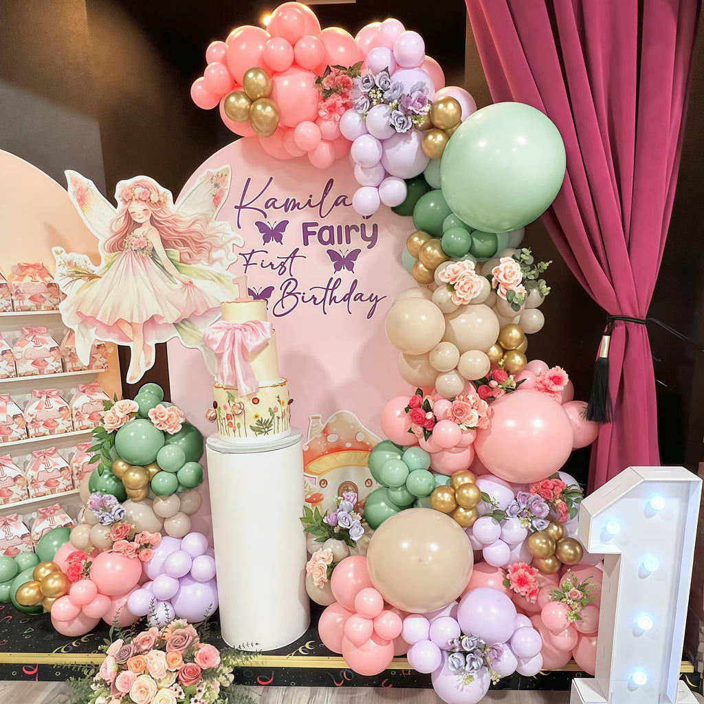 125Pcs Sage Green Purple Pink Balloon Garland Arch Kit for Baby Shower Birthday Party Decoration