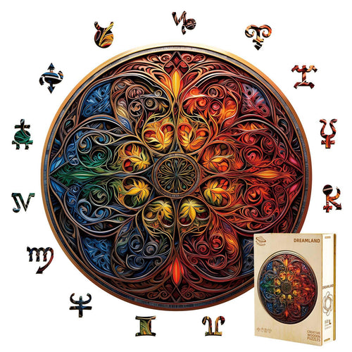 126-Piece Dreamland Mandala Wooden Puzzle for Adults – Pijesaksa, 8.5 x 8.4 Inches