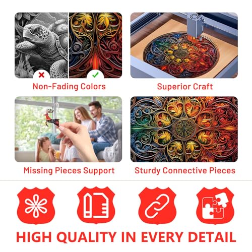 126-Piece Dreamland Mandala Wooden Puzzle for Adults – Pijesaksa, 8.5 x 8.4 Inches