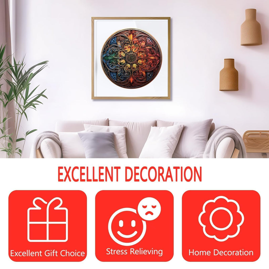 126-Piece Dreamland Mandala Wooden Puzzle for Adults – Pijesaksa, 8.5 x 8.4 Inches