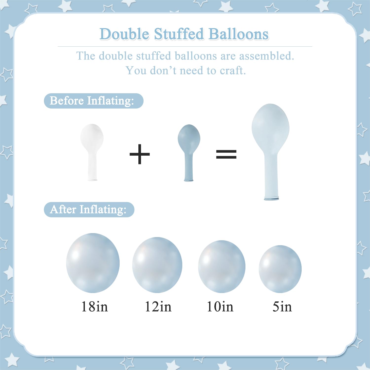 127-Piece Double Stuffed Blue Balloon Arch Kit by CROSSFINGERS – Pearl Blue, Macaron Light Blue, White & Clear Balloons for Weddings, Baby Showers & Parties