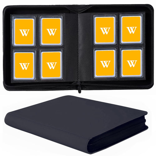 128-Pocket Toploader Binder (Black) – Holds 128 Rigid Card Holders, Ringless PU Leather Album for 3x4 Toploaders