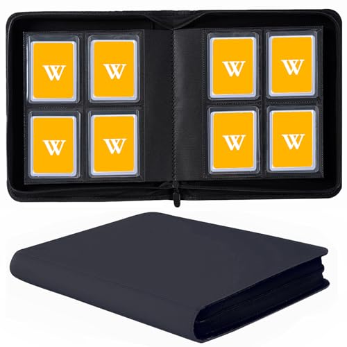 128-Pocket Toploader Binder (Black) – Holds 128 Rigid Card Holders, Ringless PU Leather Album for 3x4 Toploaders