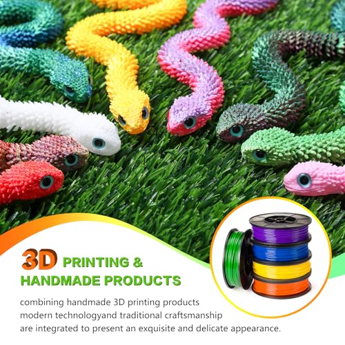 12in Flexible 3D Printed Snake Toy (4-Pack) – Glow-in-the-Dark, Non-Toxic, Poseable Decoration for Holidays, Parties, and Creative Play