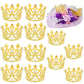 12PCS Crown Cake Toppers - Pearl Tiara Gold Crown for Wedding, Baby Shower, Birthday Party Decor, Flower Bouquets