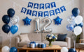 12th Birthday Party Decoration Set for Boys – Blue Number 12 Foil Balloon, Banner, and Latex Balloons