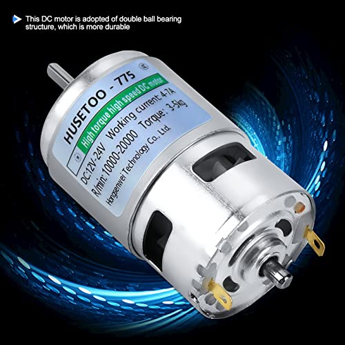 12V 775 DC Motor High Torque Dual Ball Bearing Cooling Fan for Power Wheels Upgrade D Shaft with Bracket