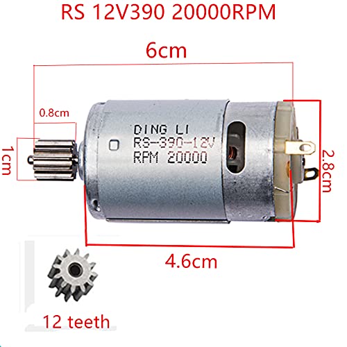 12V RS390 20000 RPM Electric Motor for Kids Ride-On Cars – Replacement with 12-Tooth Gear