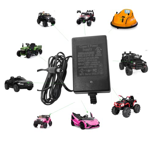 12V Universal Battery Charger for Ride-On Toys – edonka 0.9A Power Supply with 6FT Cord, Overcharge Protection for Kids Electric Cars