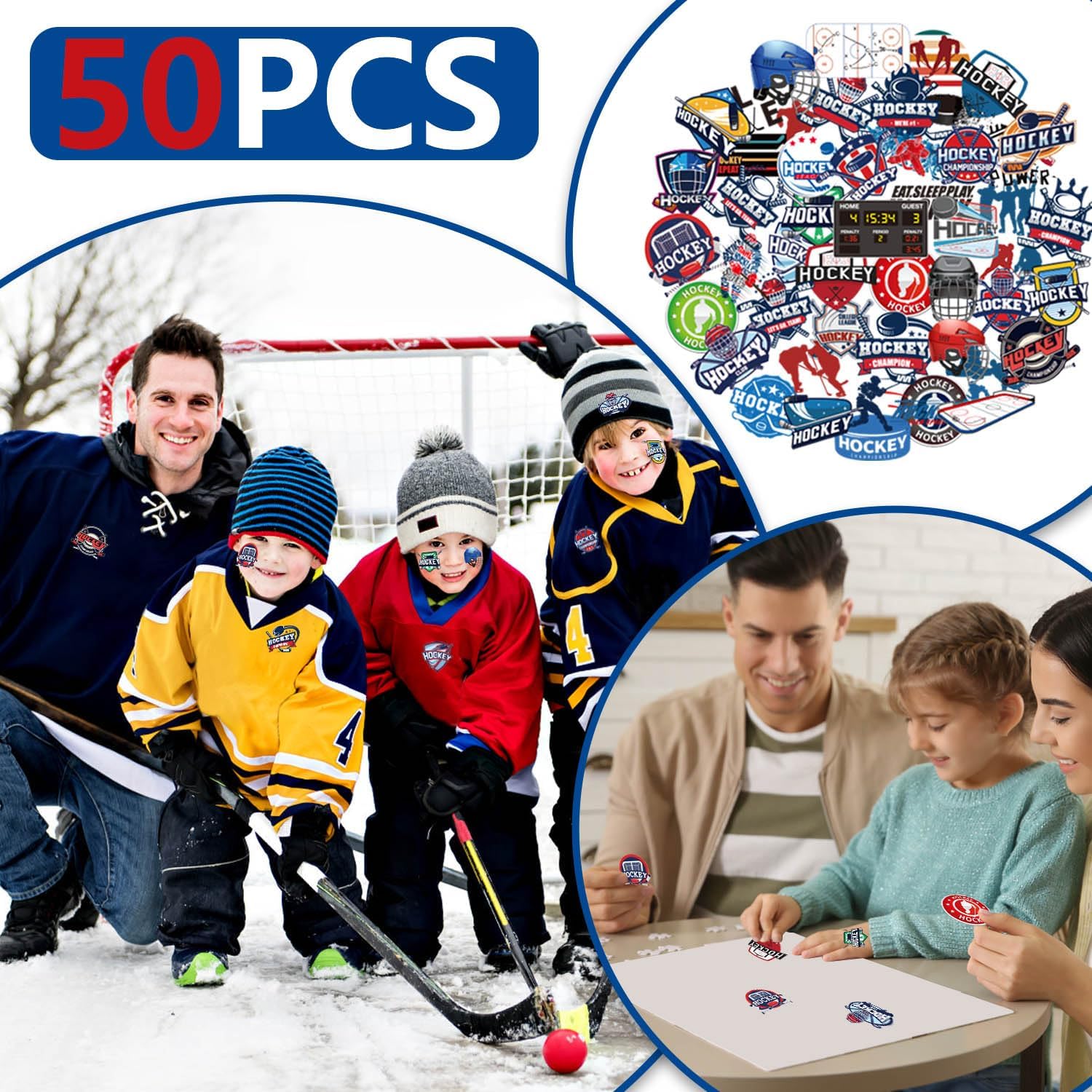 130-Piece Hockey Party Favors Set – Keychains, Slap Bracelets, Stickers & Foam Fingers by PTECDROTS