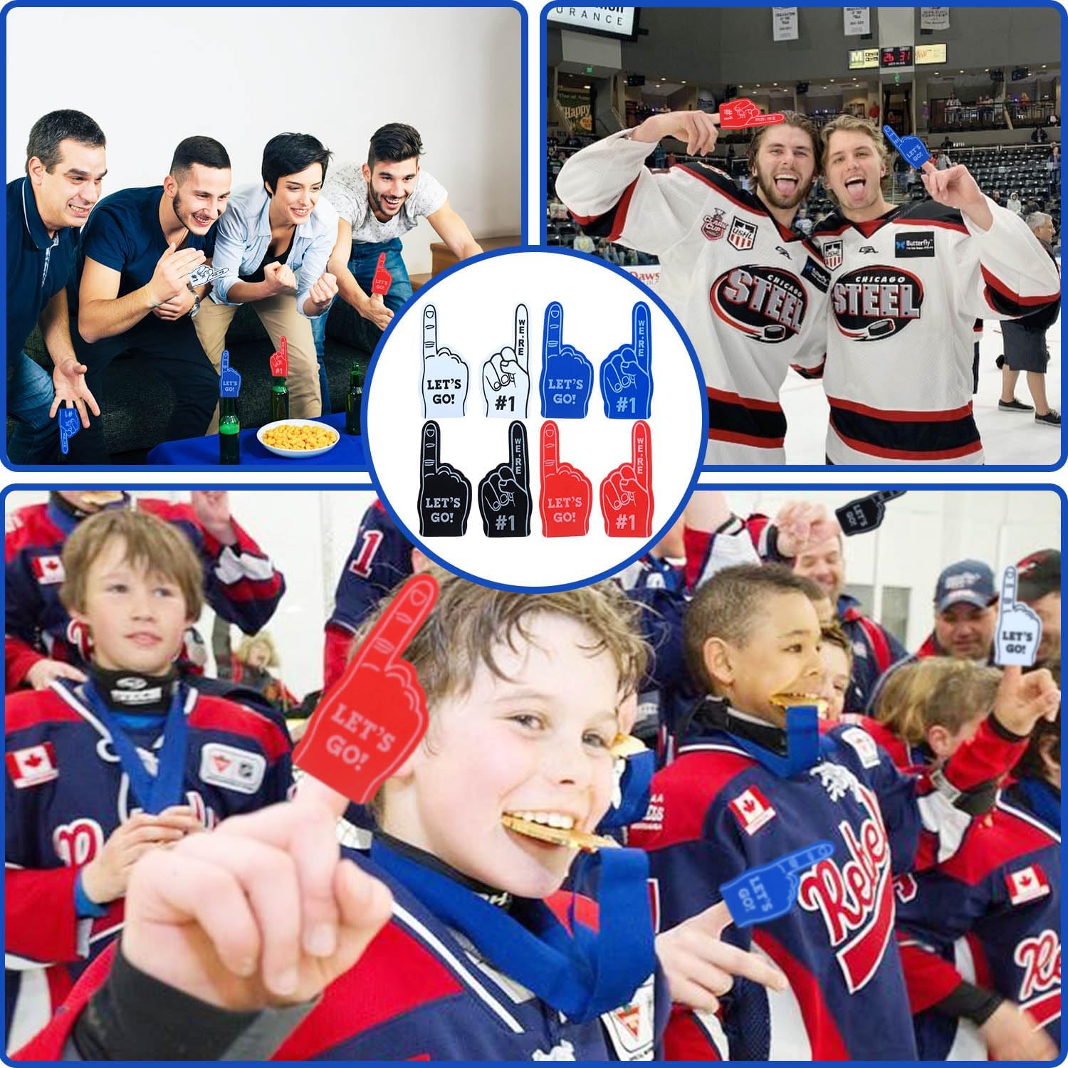 130-Piece Hockey Party Favors Set – Keychains, Slap Bracelets, Stickers & Foam Fingers by PTECDROTS