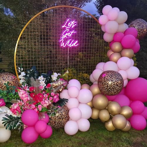 133-Piece Hot Pink Leopard Print Balloon Arch Kit for Wild One Jungle Birthday Parties