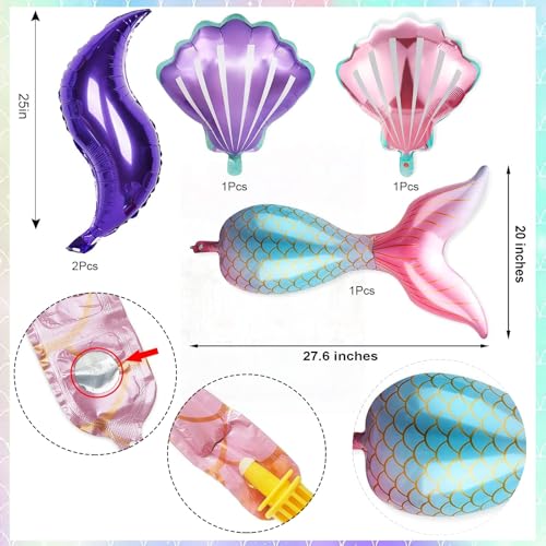 133-Piece Mermaid Balloon Arch Kit - Pink Purple Teal Metallic & Foil Balloons for Mermaid Party Decorations