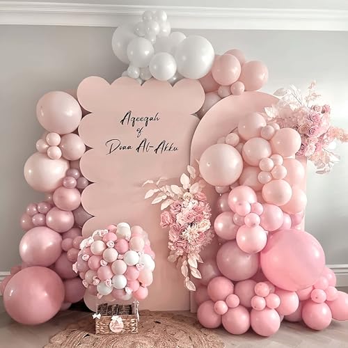134-Piece Coquette Balloon Arch Kit – Pastel Pink, White & Clear Balloons with Bow Accents for Birthday Parties