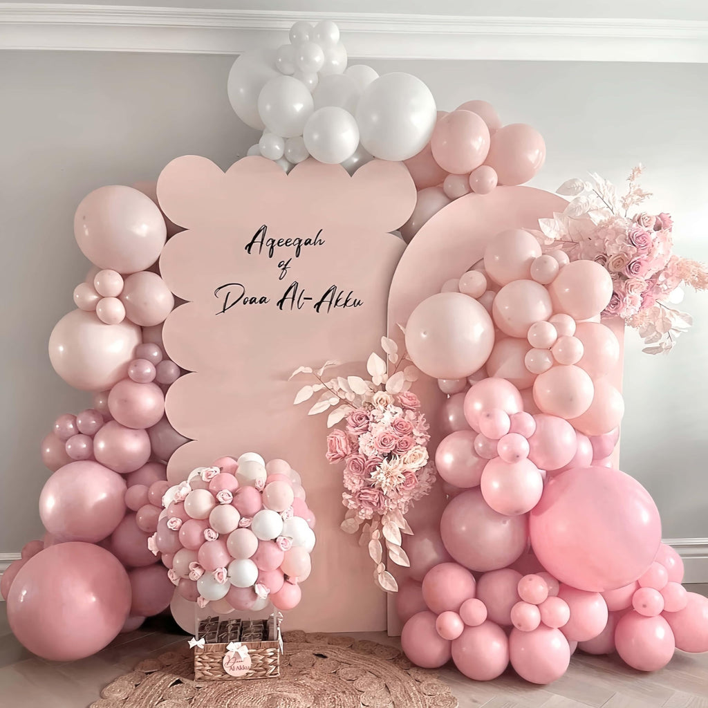 134-Piece Coquette Balloon Arch Kit – Pastel Pink, White & Clear Balloons with Bow Accents for Birthday Parties