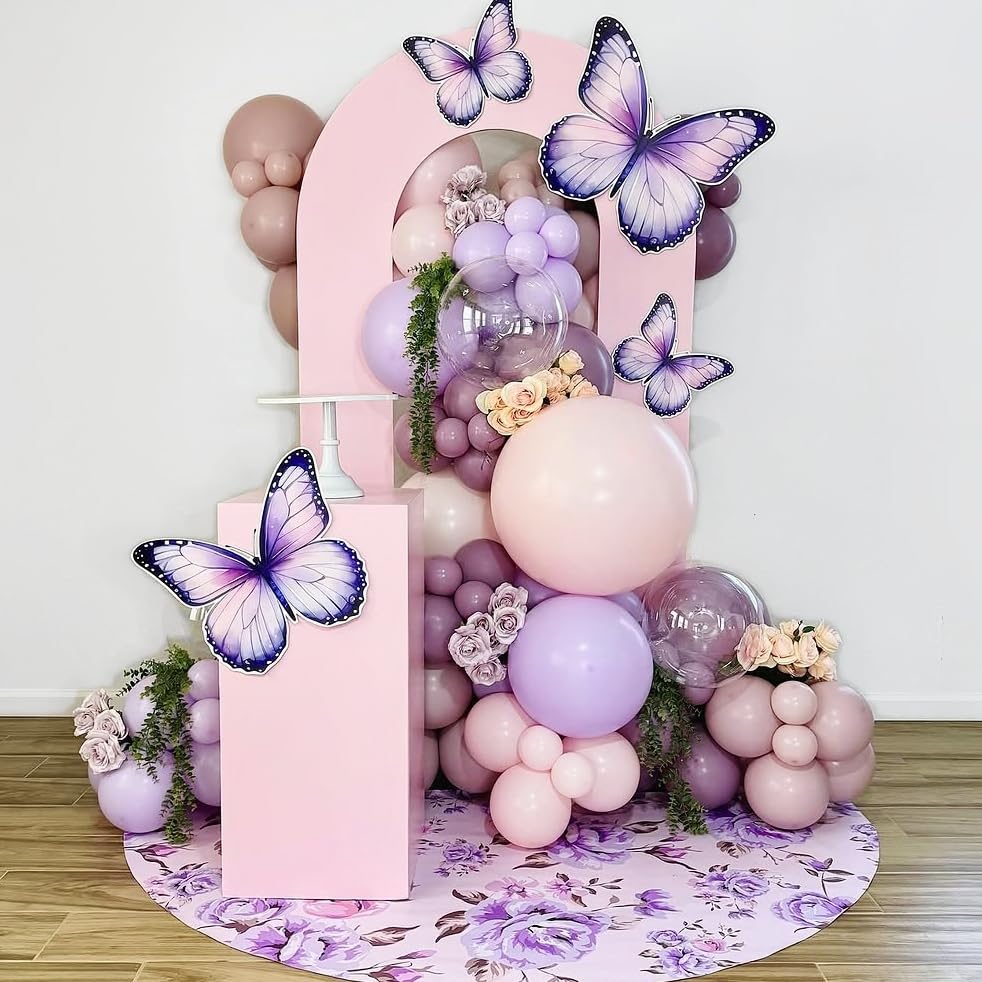 135-Piece Butterfly Balloon Arch Kit – Purple Pink Fairy Party Garland with Foil and Latex Balloons