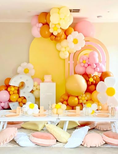 136Pcs Boho Daisy Balloon Arch Kit – Groovy Balloon Garland for Birthdays, Baby Showers, Weddings