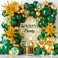 137-Piece Green and Gold Balloon Garland Arch Kit with Star Balloons for Birthday, Baby Shower, Jungle Party Decorations