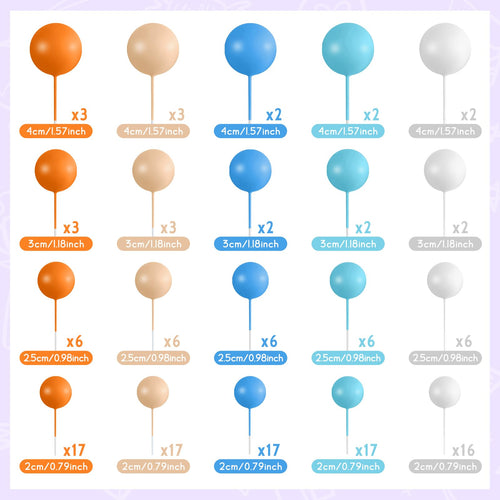 138 Colorful Foam Ball Cake Toppers – Multisize Party Decorations for Birthday, Wedding & More