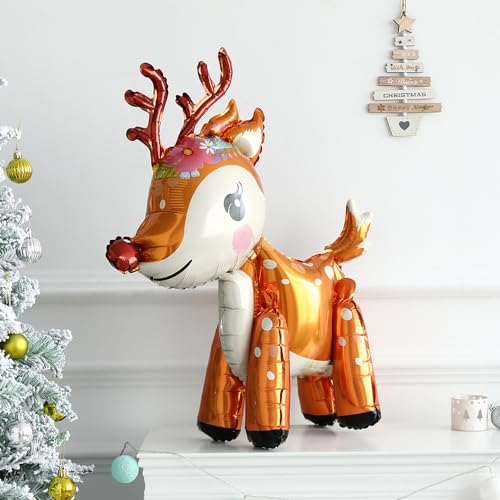 138-Piece Christmas Reindeer Balloon Garland Arch Kit – Red, Brown, Sand, White, Gold – Woodland Party Decor