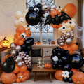 139Pcs Halloween Balloon Garland Arch Kit – Black Orange Mylar Spider & Bat Balloons with 3D Stickers for Indoor Outdoor Party Decor