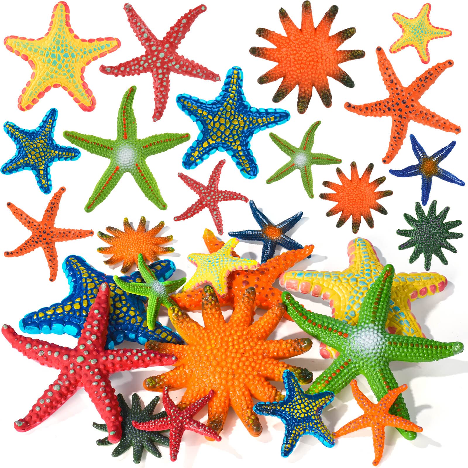 14 Colorful Diving Starfish Pool Toys - 6 Large & 8 Small, Sturdy Plastic, Easy to See Underwater