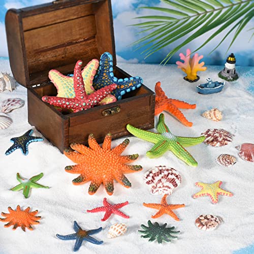 14 Colorful Diving Starfish Pool Toys - 6 Large & 8 Small, Sturdy Plastic, Easy to See Underwater