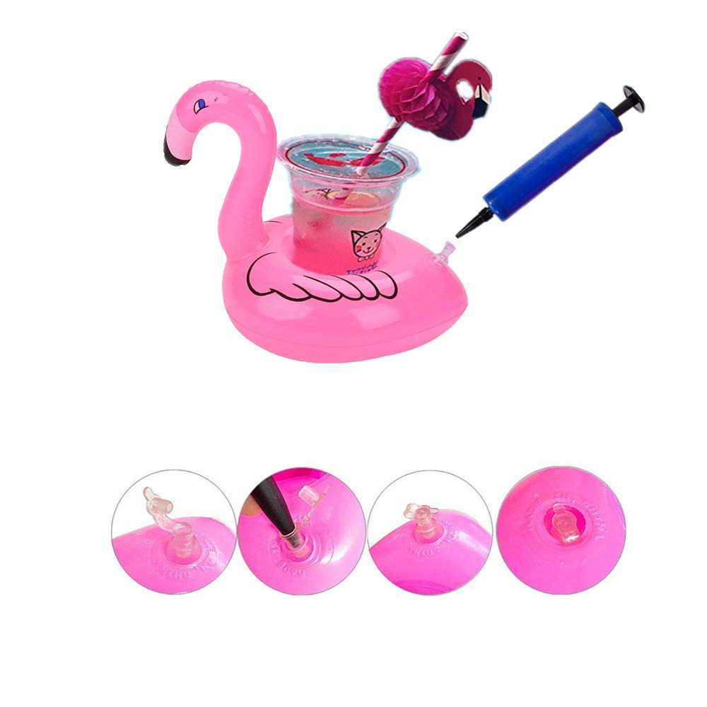 14-Pack Inflatable Flamingo Drink Holders – Pool Float Cup Coasters for Parties