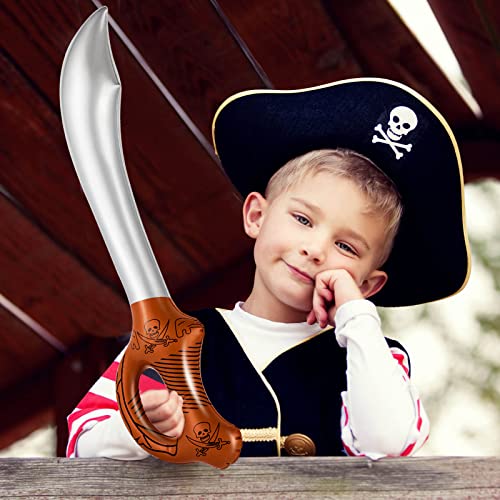14-Pack Inflatable Pirate Swords for Parties, Pool, and Costume Play – 22.8 Inches, PVC, Red & Silver