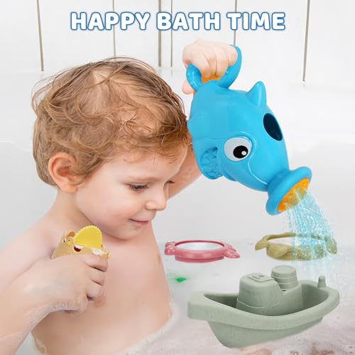 14-Piece Baby Bath Toys Set for Toddlers – Floating Boats, Stacking Cups, Watering Can – Fun Water Table Toys for Kids 1-3 Years