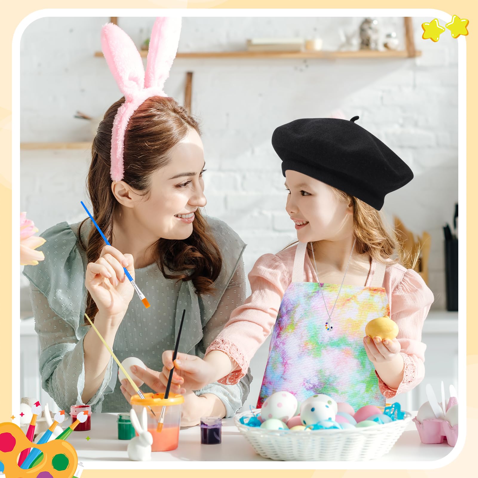14-Piece Kids Artist Costume Set with Apron, Beret, Brushes, Palette & Necklace