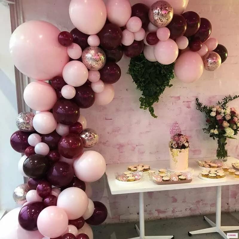 140-Piece BALONAR Burgundy Balloon Garland Kit – Metallic Chrome, Latex, 5/10/18 Inch, for Parties