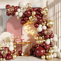 140-Piece Burgundy Balloon Arch Kit with Gold, Nude, and Confetti Balloons for Parties