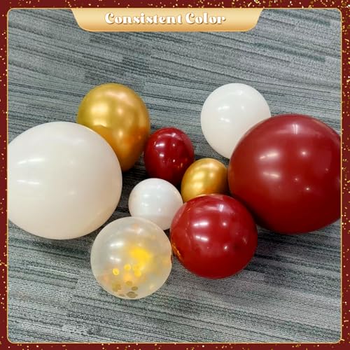 140-Piece Burgundy Balloon Arch Kit with Gold, Nude, and Confetti Balloons for Parties