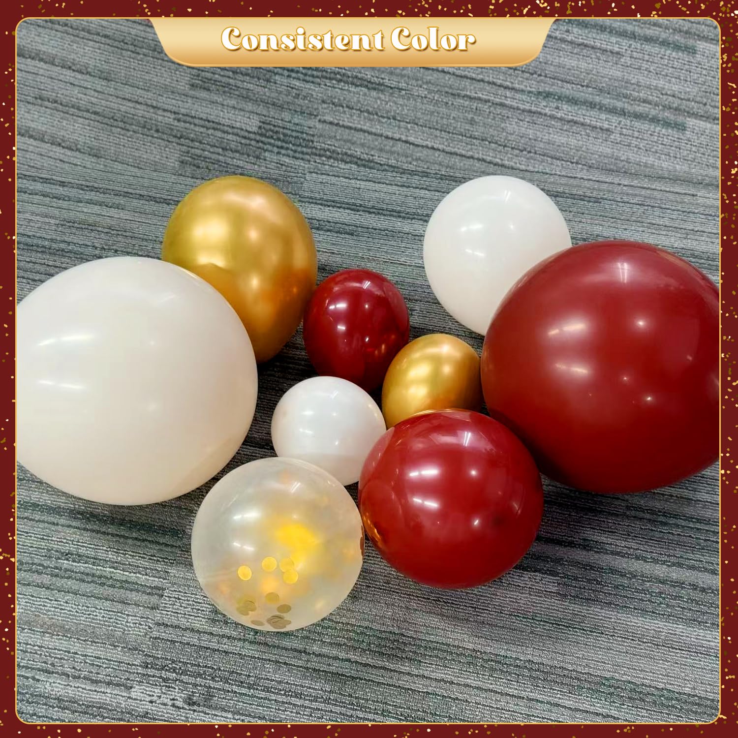 140-Piece Burgundy Balloon Arch Kit with Gold, Nude, and Confetti Balloons for Parties