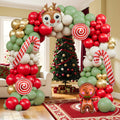 142-Piece Christmas Balloon Arch Kit - Sage Green, Red, Sand & Gold with Foil Shapes